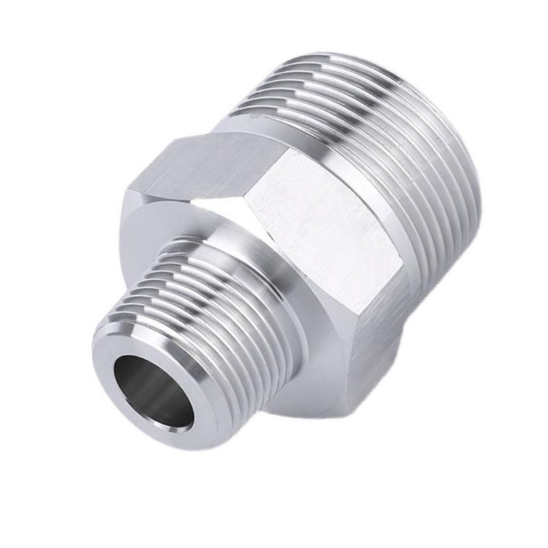 Pysrych Stainless Steel 304 Forged Pipe Fitting Reducing Hex Nipple 3/4" NPT Male x 3/8" NPT Male Straight Connector Adapter 3000psi - Image 1